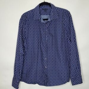 Lands' End Supima Cotton Shirt Size 18 No Iron Polka Dot Long Sleeve Button-up